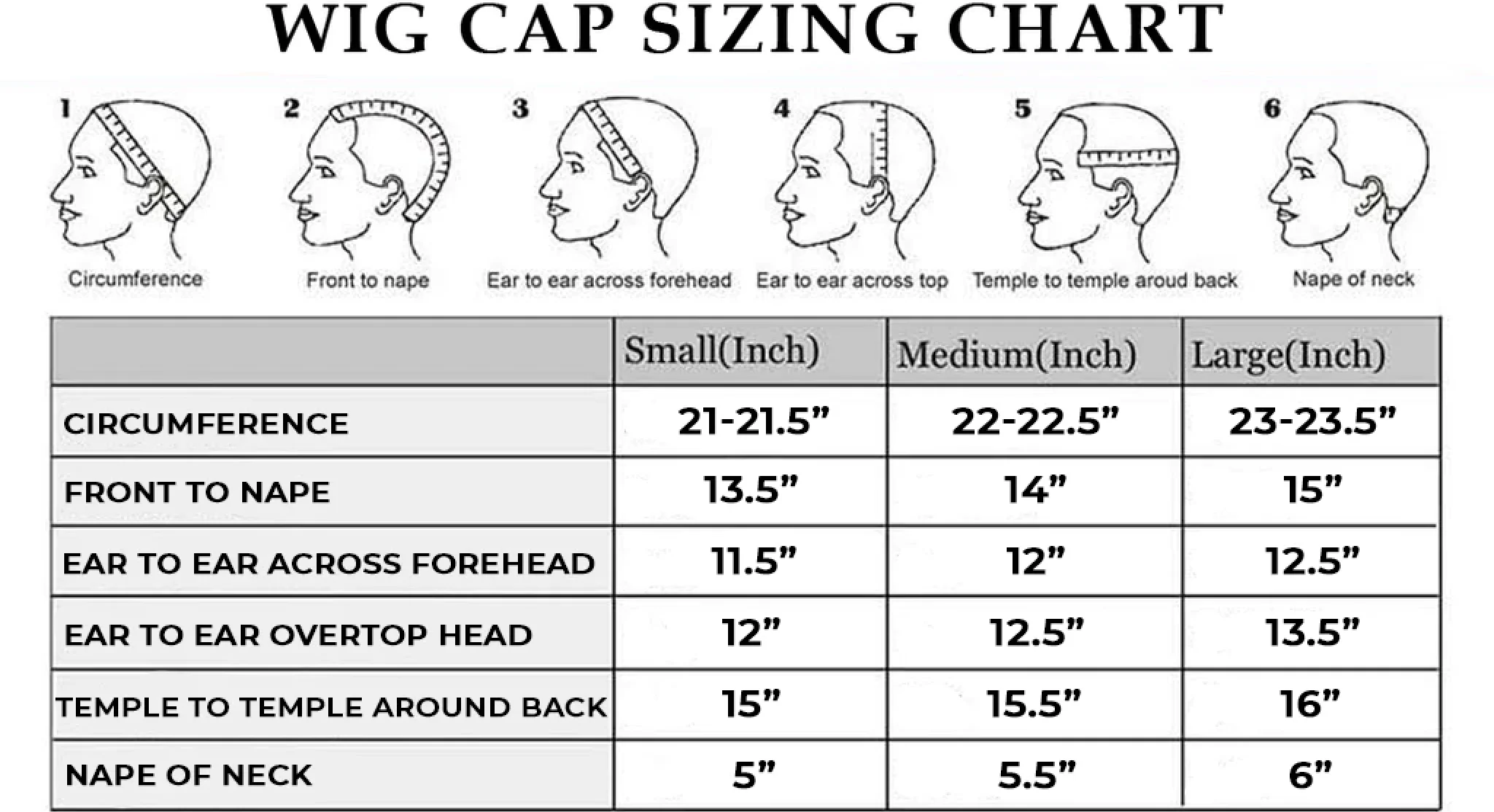 Lace Frontal Wig Cap Size Measurement